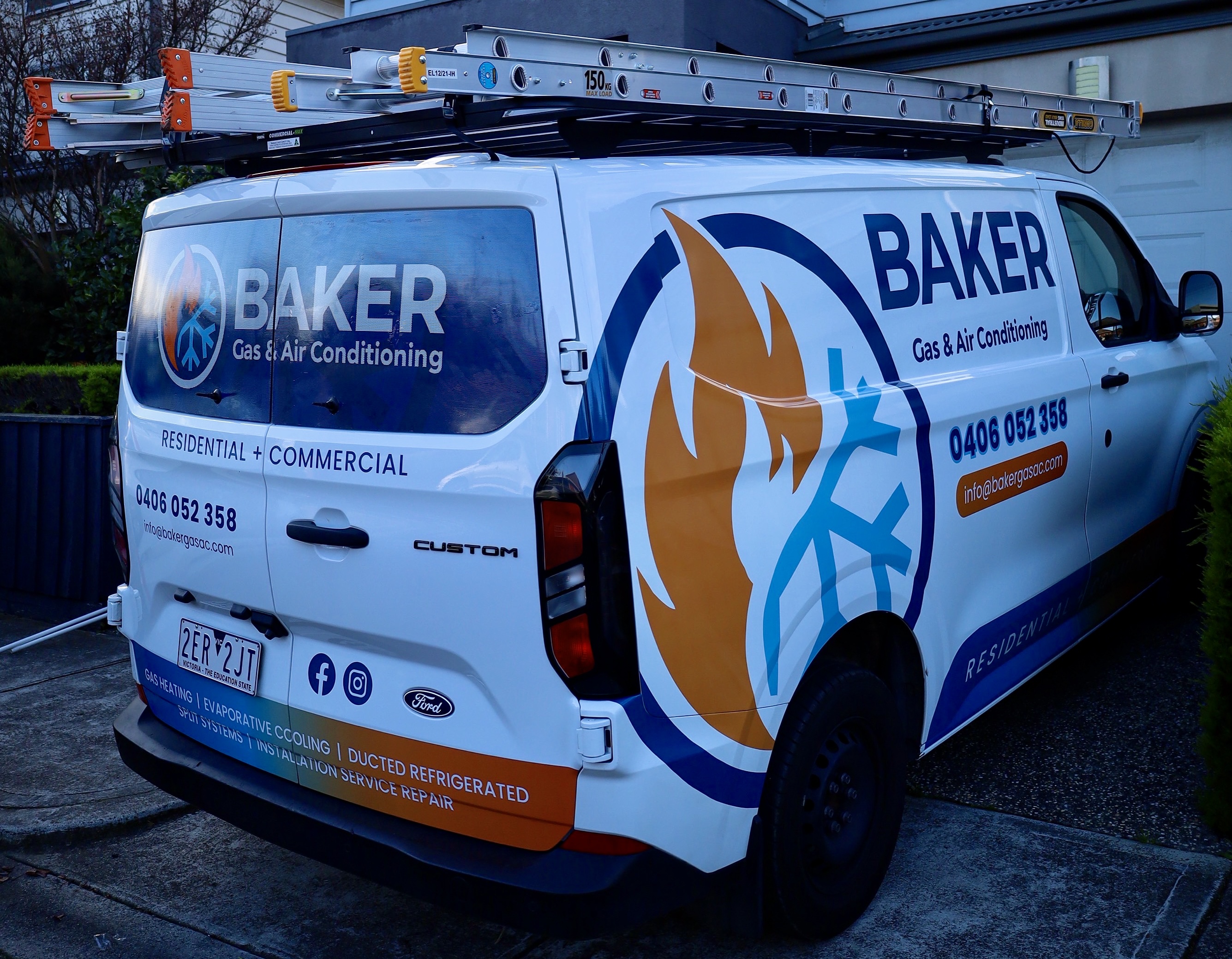 Baker Gas & Air Conditioning fully branded Ford Transit service van